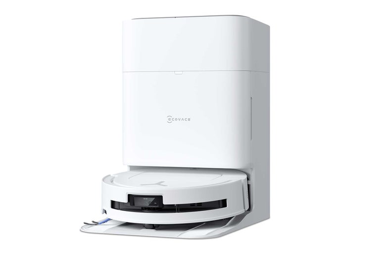 Ecovacs Saugroboter mit All-in-One Station zum automatischen Laden und Entleeren.