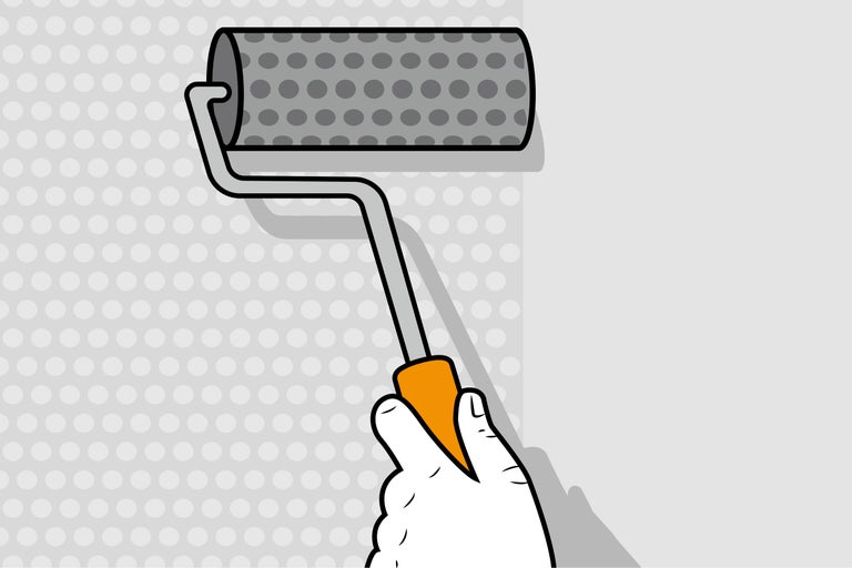 Illustration einer Hand, die eine Farbwalze hält