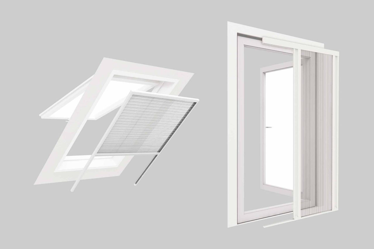 Dachfenster mit Insektenschutzrollo und Insektenschutzplissee