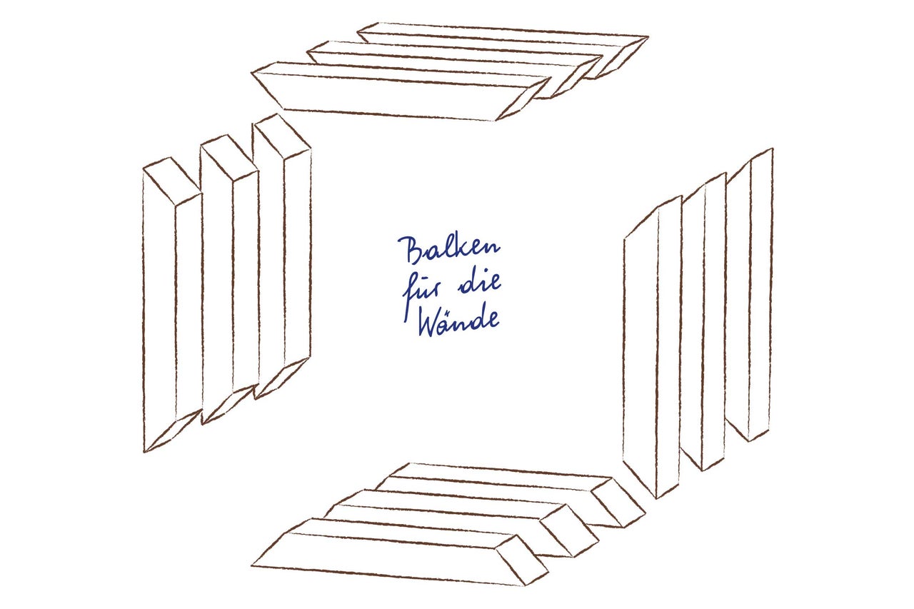 Illustration von Holzbalken für Wände