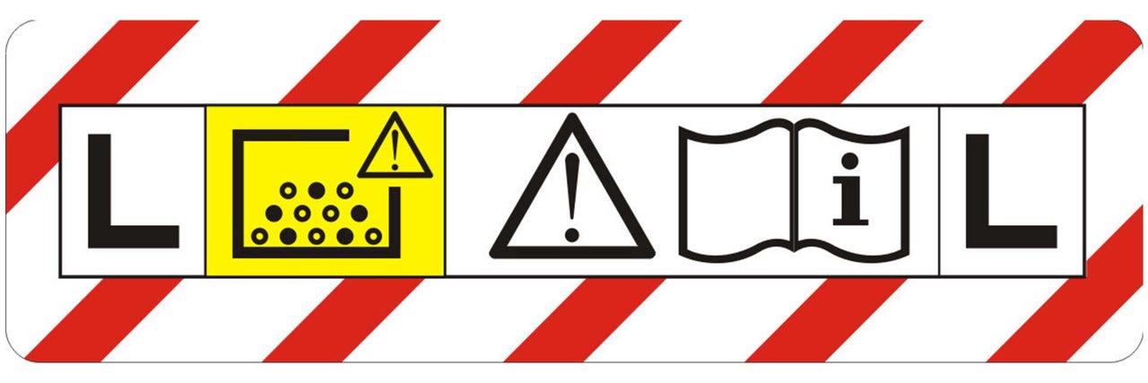 Symbol für Losgröße, Warnung und Bedienungsanleitung