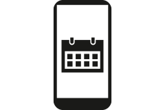 Smartphone-Display mit Kalender-Symbol: Online-Reservierung