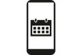 Smartphone-Display mit Kalender-Symbol: Online-Reservierung Smartphone-Display mit Kalender-Symbol: Online-Reservierung