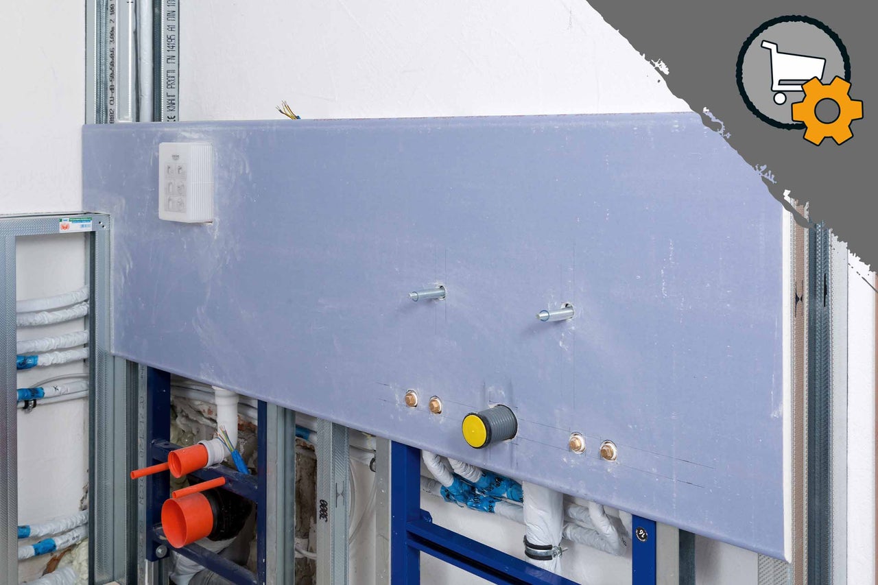 Vorwandinstallation mit Trockenbauwand und Rohren