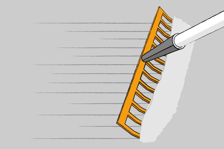 Illustration eines Rechens zum Glätten von Oberflächen