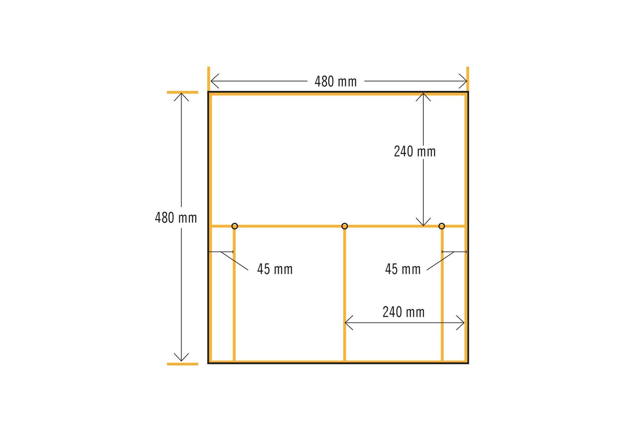 Diagramm mit den Maßen 480 Millimeter mal 480 Millimeter