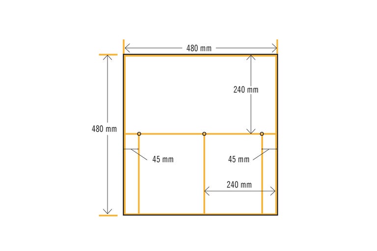 Diagramm mit den Maßen 480 Millimeter mal 480 Millimeter