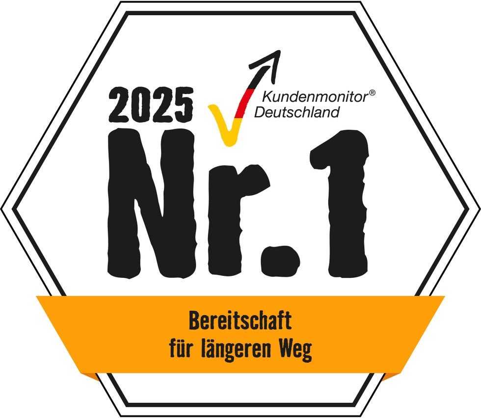 Kundenmonitor Deutschland Auszeichnung 2025: Nummer 1 Bereitschaft für längeren Weg
