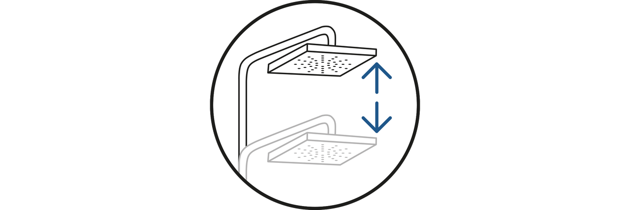 Symbol für höhenverstellbare Duschkopfstange