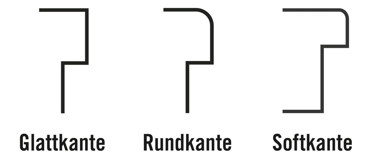 Übersicht über Glattkante, Rundkante und Softkante