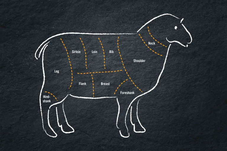 Illustration der Teilstücke vom Lamm