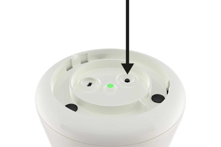 Innenansicht eines Rauchmelders mit Montagehinweis