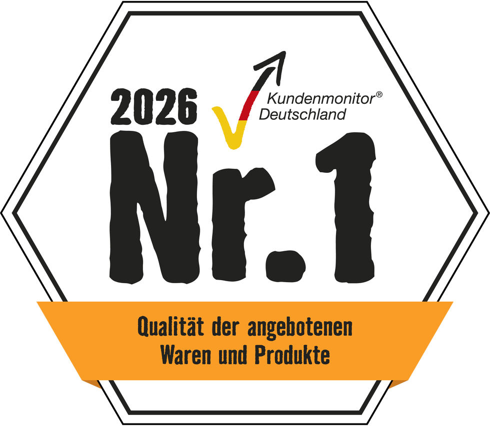 Icon Auszeichnung Kundenmonitor Deutschland 2026: Nummer 1 für die Qualität der angebotenen Waren und Produkte