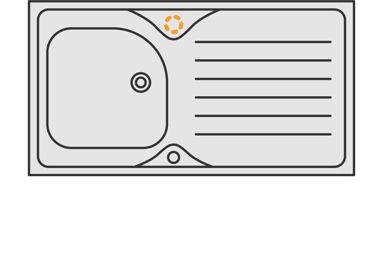 Grafische Darstellung Zuschnitt-Leistung: Spülbeckenstanzung Armatur