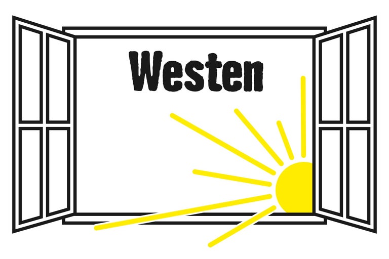 Westen Symbol mit offenem Fenster und Sonne