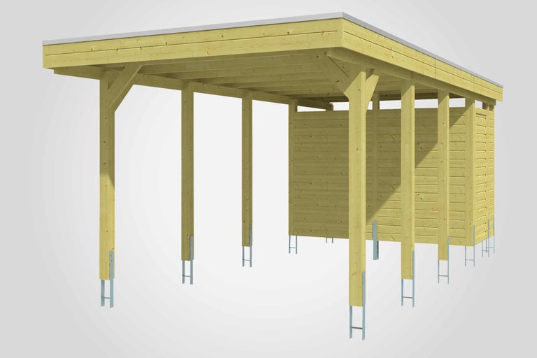 Holzcarport mit Geräteraum