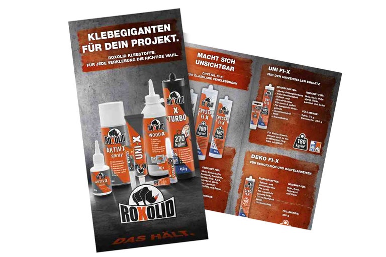 Produktübersicht verschiedener Roxolid Klebstoffe für diverse Anwendungen