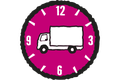 Symbol für Miettransporter: Miettransporter mit Uhr Symbol für Miettransporter: Miettransporter mit Uhr