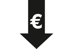 Pfeil nach unten mit Euro Symbol: Preisreduzierung