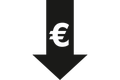 Pfeil nach unten mit Euro Symbol: Preisreduzierung Pfeil nach unten mit Euro Symbol: Preisreduzierung