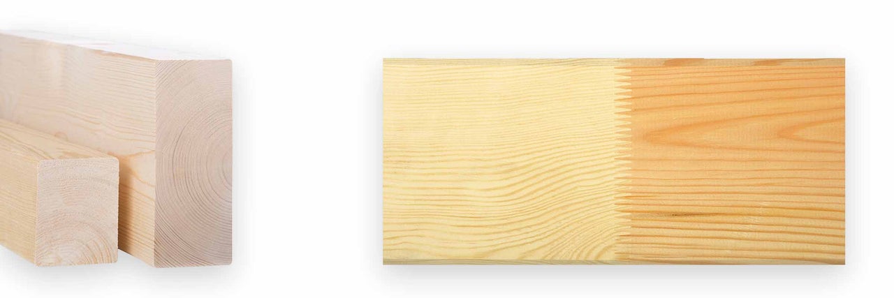 Holzbrett aus Fichte mit Keilzinkenverbindung