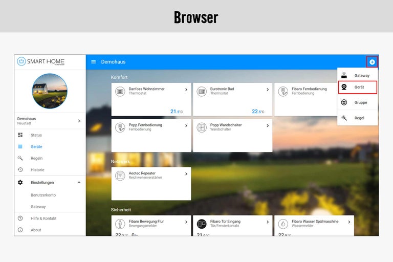 Smart Home Steuerung über Browser-Anwendung