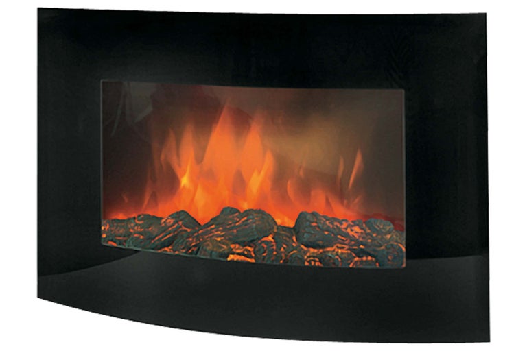 Elektrischer Kamin zur Wandmontage mit Flammeneffekt und Holzscheitimitat