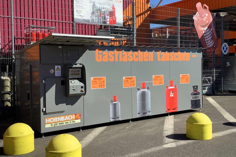 Gasflaschenautomat von Hornbach zum Tauschen von Gasflaschen