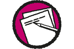 Symbol für Service Im Markt bestellen: Papier, das mit Stift beschrieben wird.