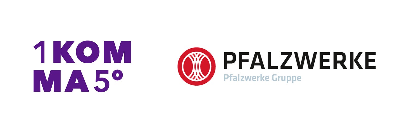 1KOMMA5 Grad Logo und Pfalzwerke Logo