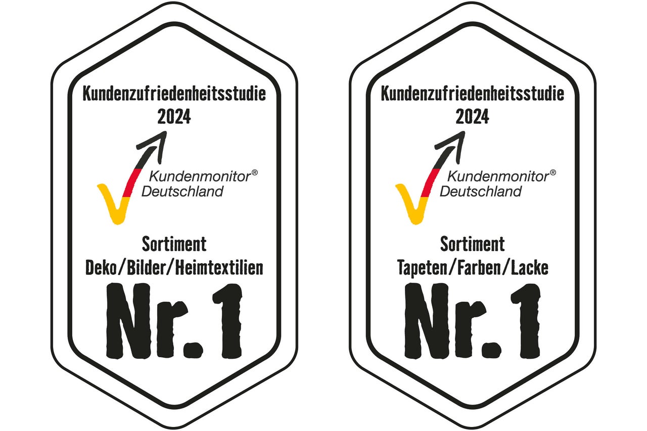 Kundenzufriedenheitsstudie 2024 Auszeichnungen für Dekoration, Bilder, Heimtextilien sowie Tapeten, Farben, Lacke