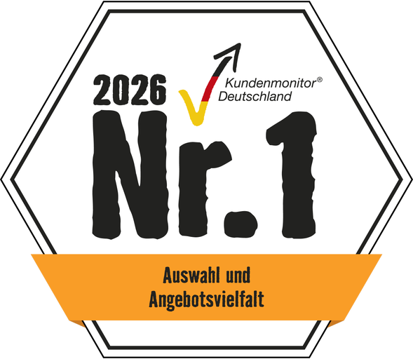 Icon Auszeichnung Kundenmonitor Deutschland 2026: Nummer 1 für Auswahl und Angebotsvielfalt