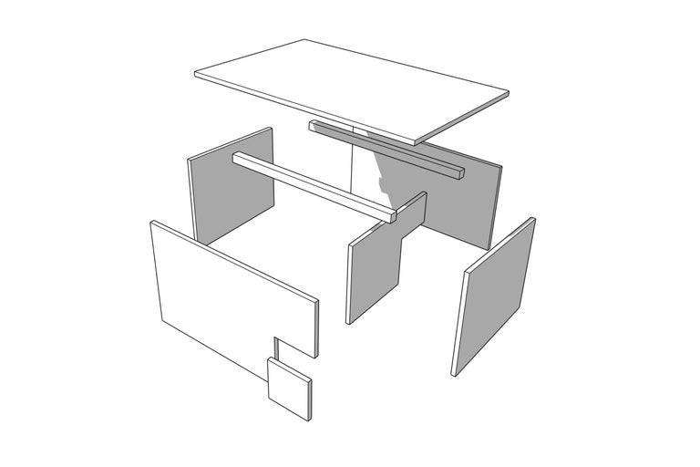 Explosionszeichnung eines Tisches