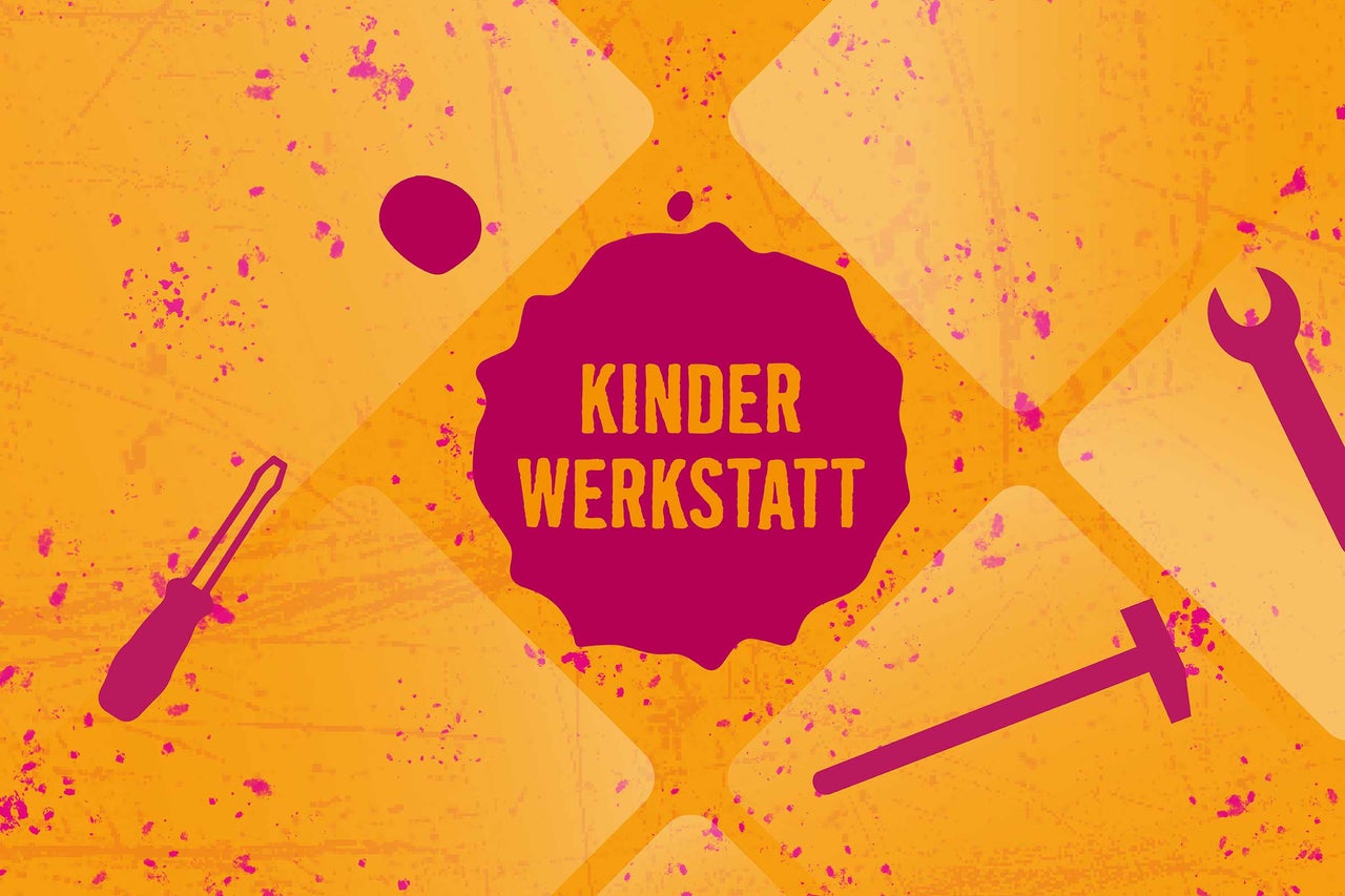Kinderwerkstatt Konzept mit Werkzeugsymbolen