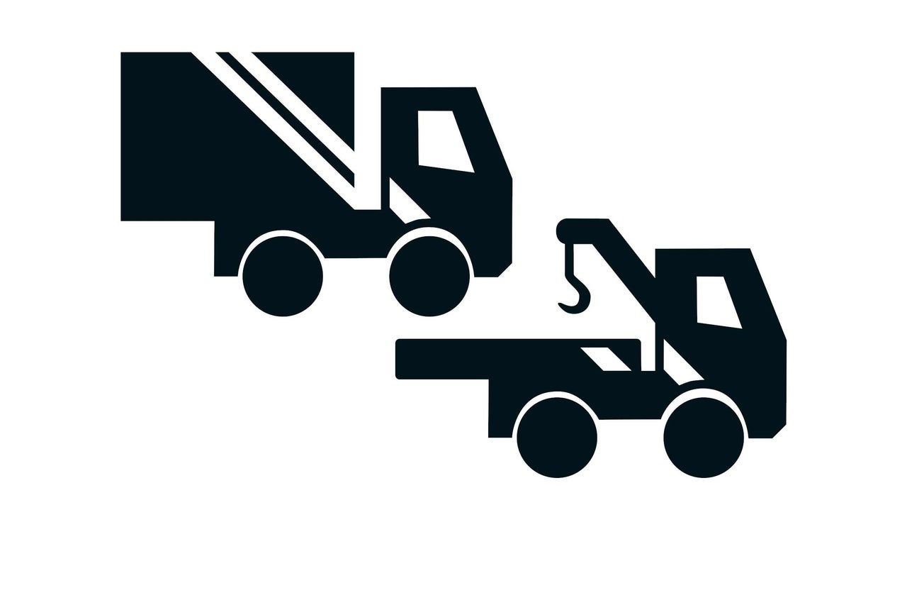 Symbol für einen Lastwagen und einen Abschleppwagen
