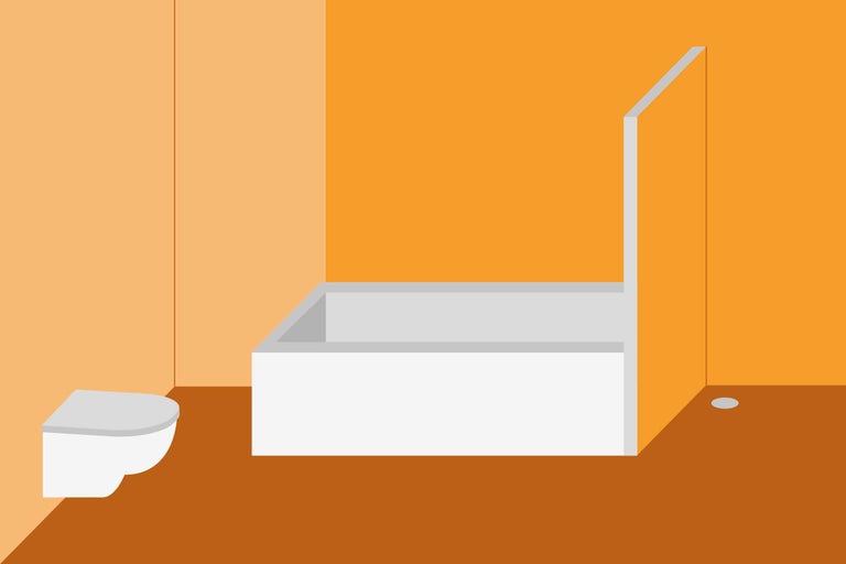 Badezimmer mit Badewanne und Wand-WC