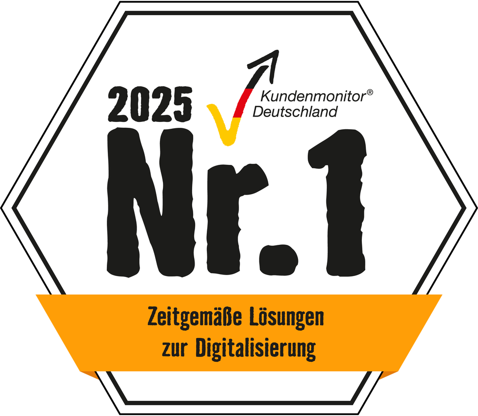 Kundenmonitor Deutschland Nummer 1 Siegel 2025 für zeitgemäße Lösungen zur Digitalisierung