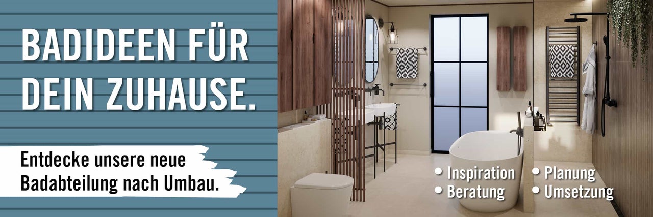 Badezimmerausstattung mit Badewanne, Waschbecken und Dusche