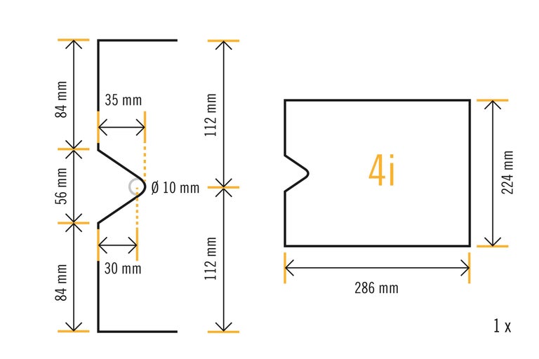 Technische Zeichnung mit Maßangaben