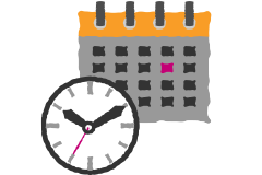 Kalendersymbol mit Uhr