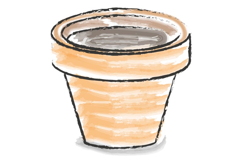 Illustrierte Pflanzschale für den Garten