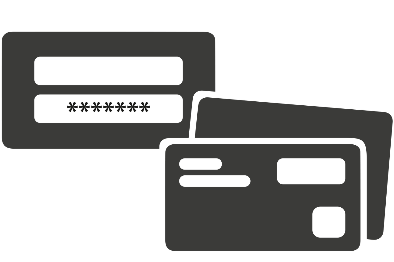 Symbol für Online-Sicherheit mit Passwort und Kreditkarten