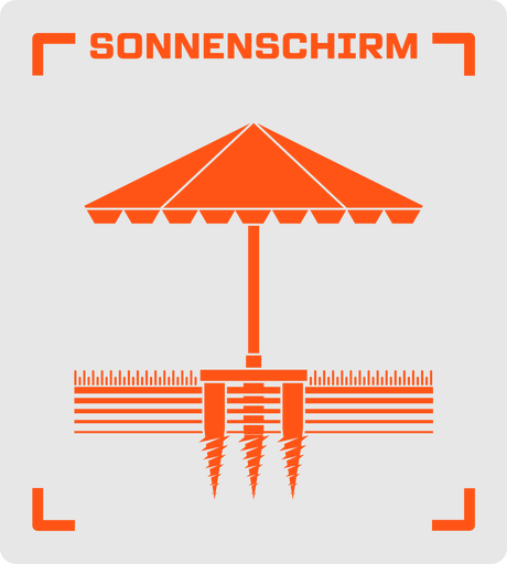 Symbol für Sonnenschirmbefestigung im Boden