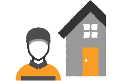 Symbol für Hausmontageservice mit Handwerker