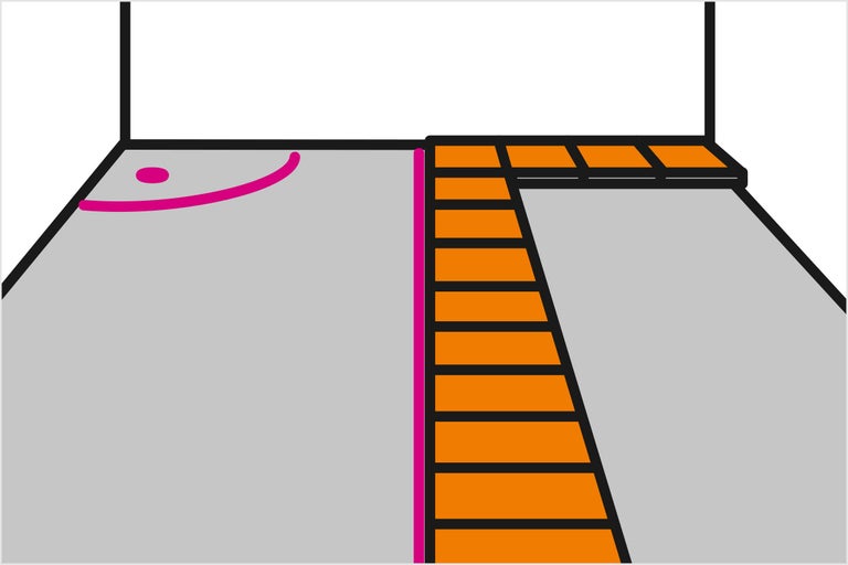 Illustration einer Fußbodenheizung im Raum