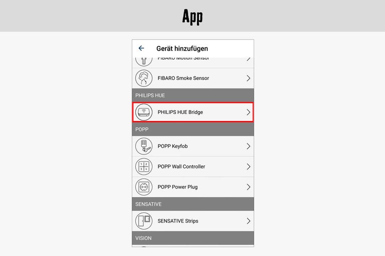 Philips Hue Bridge in einer App
