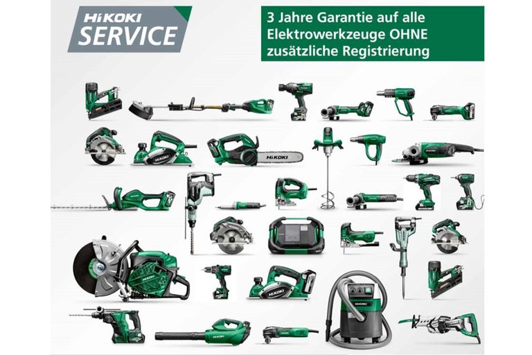 HiKoki Elektrowerkzeuge mit drei Jahren Garantie ohne zusätzliche Registrierung