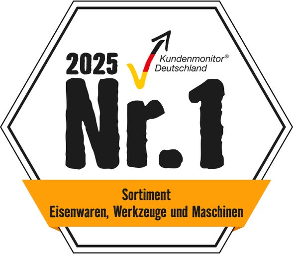 Kundenmonitor Deutschland Siegel: Nummer 1 Sortiment Eisenwaren, Werkzeuge und Maschinen