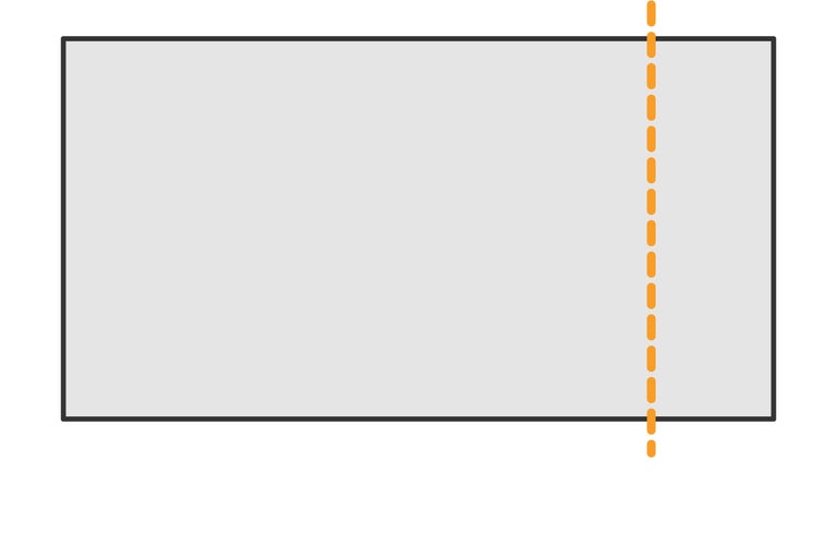 Grafische Darstellung Zuschnitt-Leistung: Gerader Schnitt