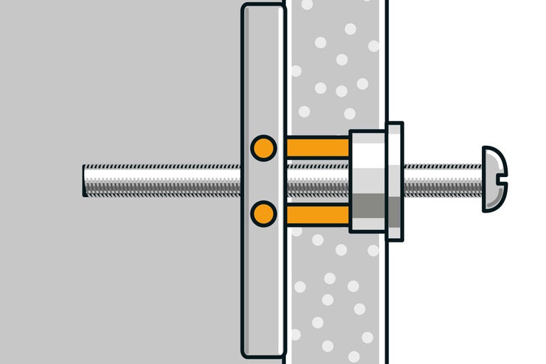 Illustration einer Bolzenankerbefestigung in einer Wand